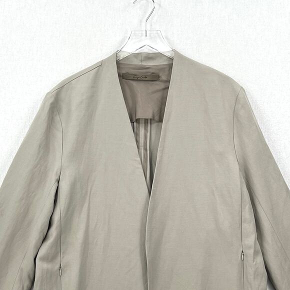 ENZA COSTA Twill Relaxed Blazer Womens Small Stone Wrap Belted Oversized Linen - Picture 8 of 16